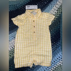 3-6 Janie and Jack yellow and white romper NWT